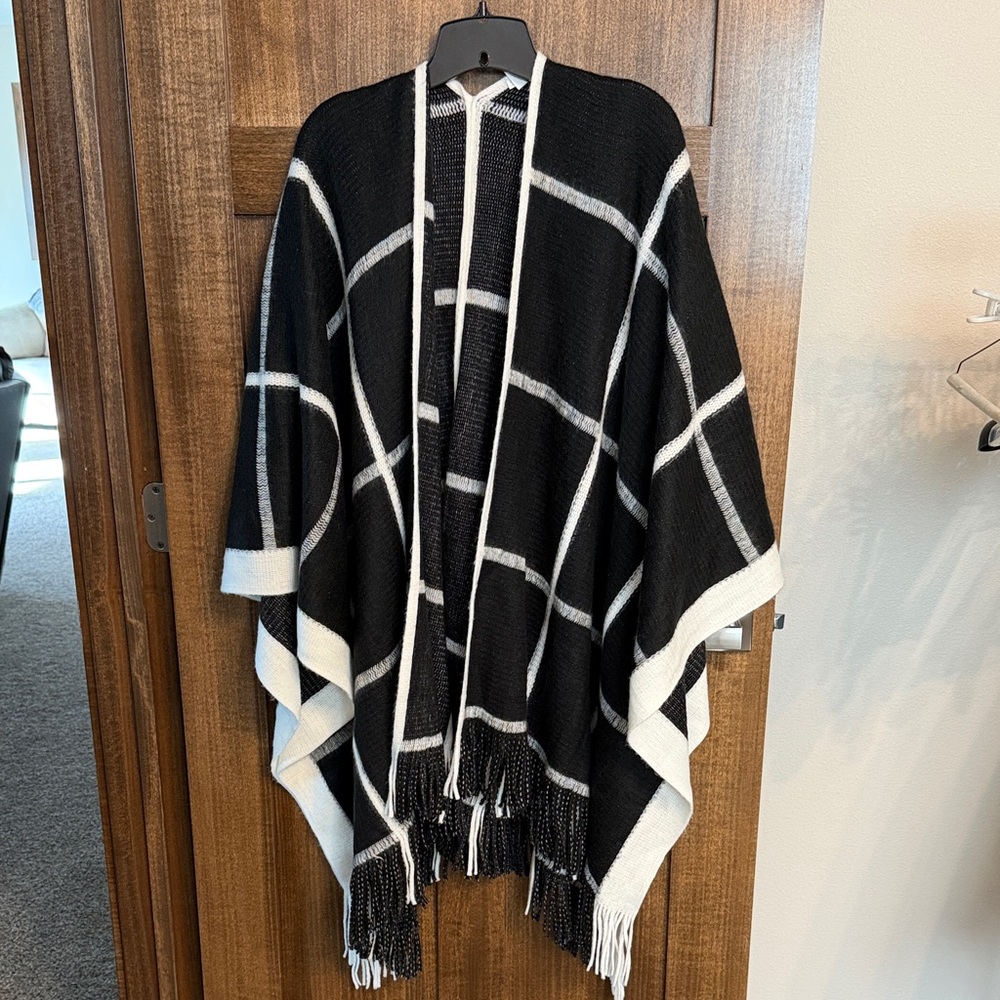 Black and White Checkered Poncho